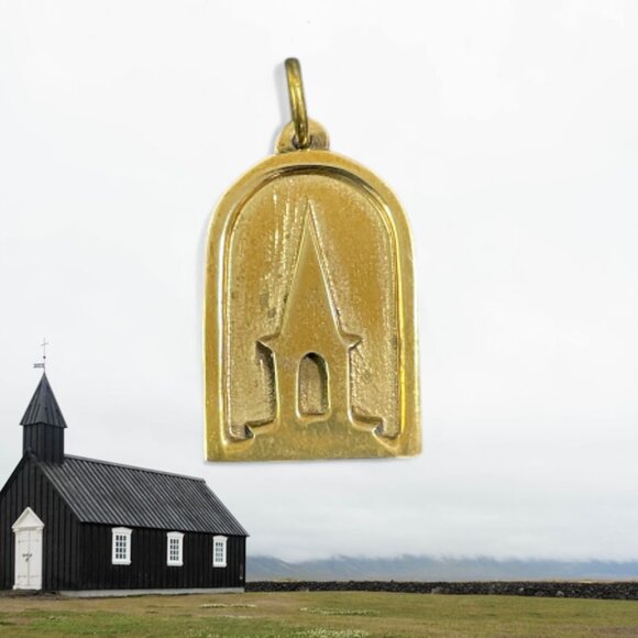 Rare JEEP COLLINS Retired The Steeple Church Pendant, Charm Solid Brass - Picture 5 of 10